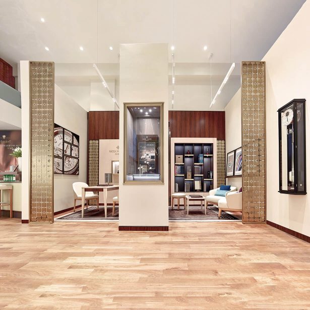 Innenausbau bei Juwelier Gadebusch mit Präsentationsbereich für Patek Philippe
