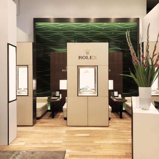 Rolex-Präsentationsbereich im Verkaufsraum von Juwelier Gadebusch