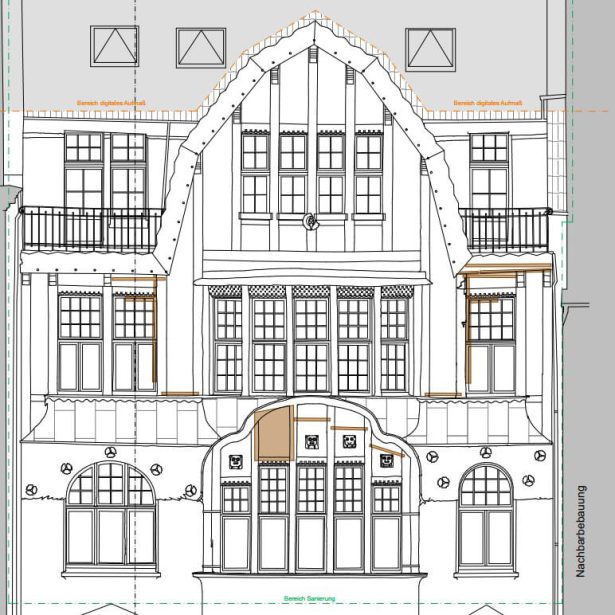 Sanierungsplanung für die historische Fassade des Wohnhauses